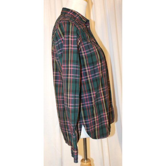 Classic-fit Ladies button front shirt J.Crew Signature Tartan Plaid Size 6 Green - Picture 4 of 7